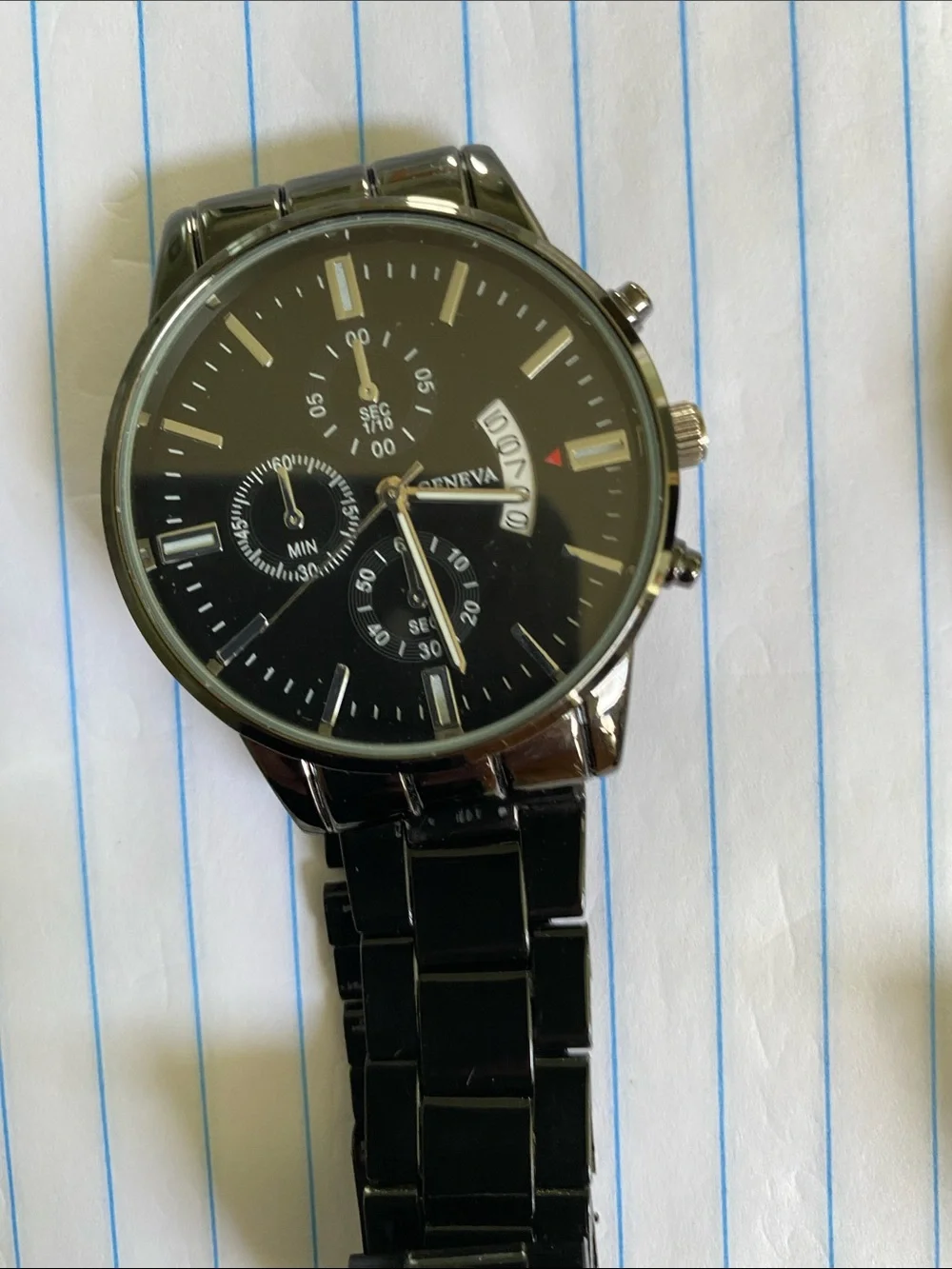 Men's Stainless Steel Watch with Black Dial and Bracelet